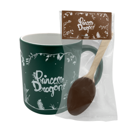 "Princess and Bristle" Mug and "Hot Chocolate" Spoon Pack