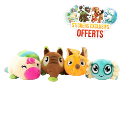 Pack 4 Mini Peluches DOFUS + 4 stickers exclusifs