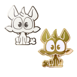Pack of 2 Bow Meow Pins – White and Gold